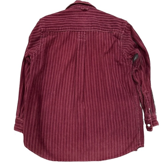 Vintage 90’s Polo By Ralph Lauren Casual Maroon Corduroy Button Up Long Sleeve - Picture 2 of 8